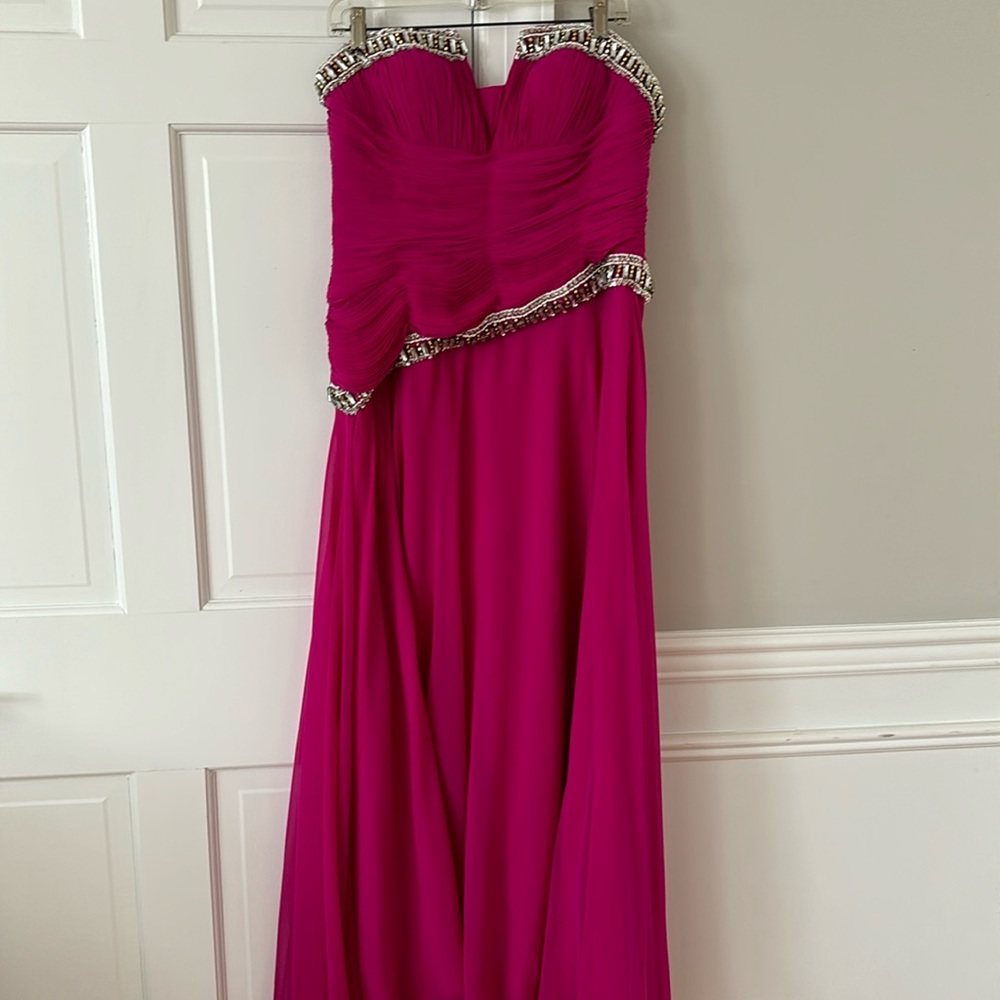 Jovani Fuchsia strapless dress